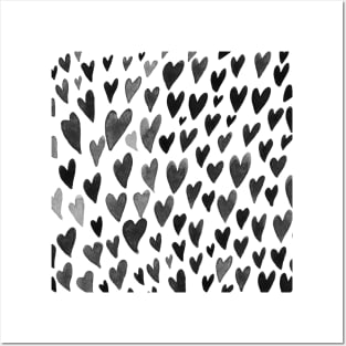 Valentines day hearts explosion - black and white Posters and Art